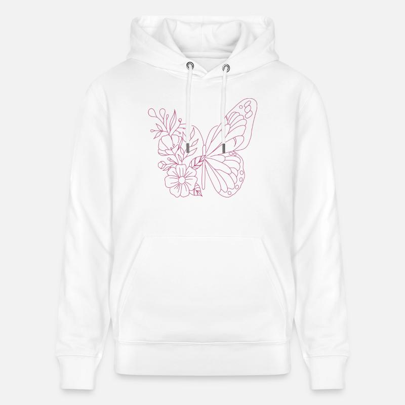 Fleur Papillon - Sweat à capuche bio CRUISER Stanley/Stella Unisexe - blanc