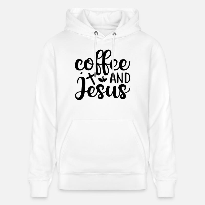 Le café et Jésus - Sweat à capuche bio CRUISER Stanley/Stella Unisexe - blanc