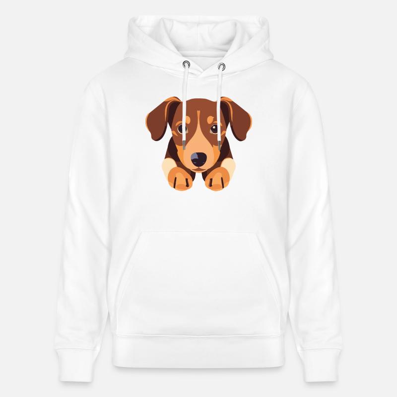 Chiot chien teckel mignon - Sweat à capuche bio CRUISER Stanley/Stella Unisexe - blanc