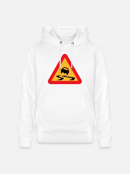 Slippery Road Car Warning - Stanley/Stella CRUISER Unisex Organic Hoodie - white