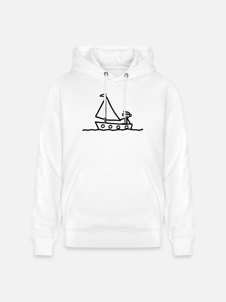 Strichmännchen im Boot - segeln - Stanley/Stella Unisex Bio-Hoodie CRUISER - Weiß