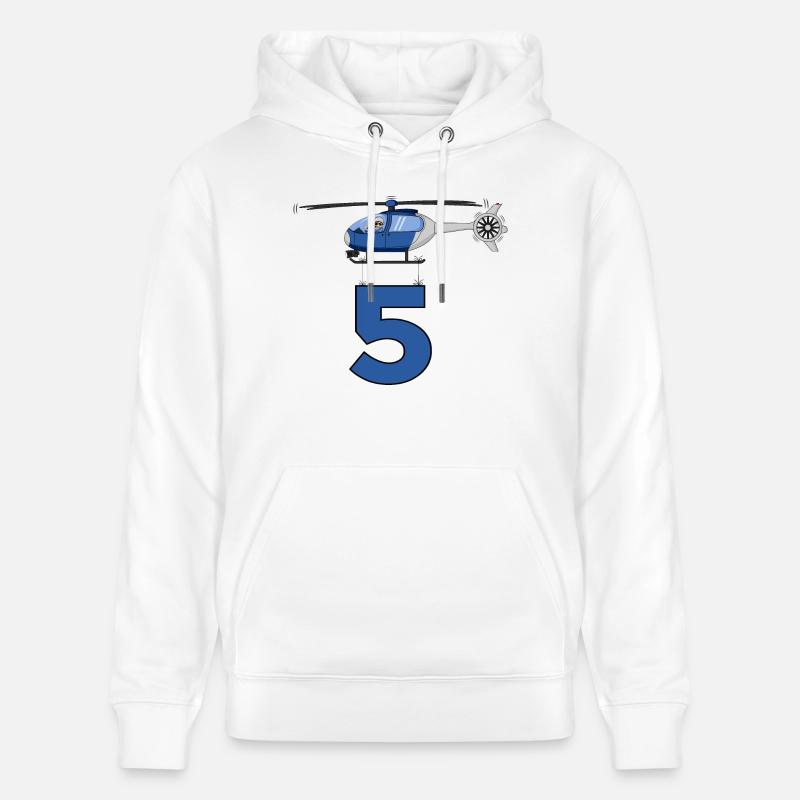 Hélicoptère 5ème anniversaire - Sweat à capuche bio CRUISER Stanley/Stella Unisexe - blanc
