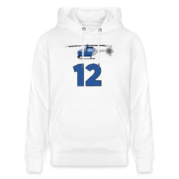 Hubschrauber 12. Geburtstag - Stanley/Stella Unisex Bio-Hoodie CRUISER  - Weiß - Vorne - Alina (178cm) & Michal (187cm)