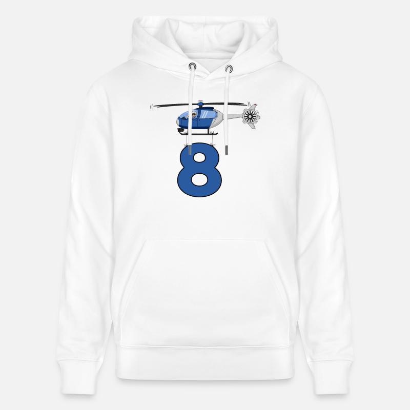 Hélicoptère 8e anniversaire - Sweat à capuche bio CRUISER Stanley/Stella Unisexe - blanc