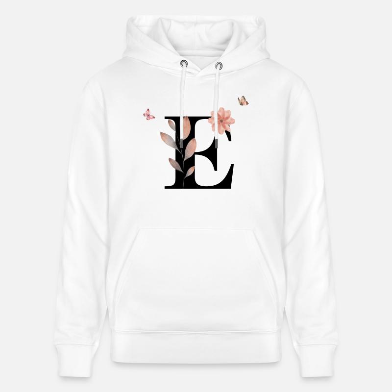 Lettre e fleurs sauvages aquarelles - Sweat à capuche bio CRUISER Stanley/Stella Unisexe - blanc