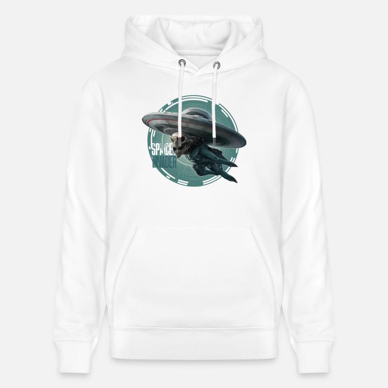 OVNI EXTRATERRESTRE, SPACE INVANDER - Sweat à capuche bio CRUISER Stanley/Stella Unisexe - blanc