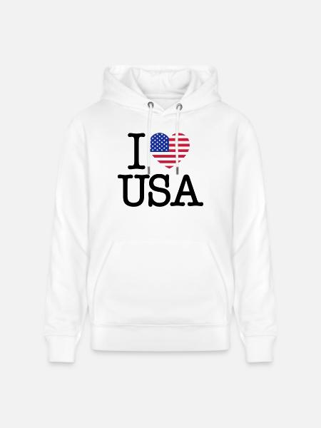 I Love USA - Sweat à capuche bio CRUISER Stanley/Stella Unisexe - blanc