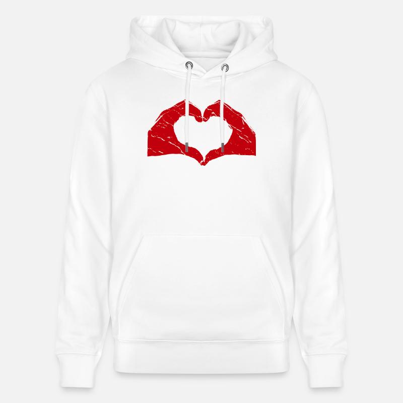 Mains coeur Amour Amour - Sweat à capuche bio CRUISER Stanley/Stella Unisexe - blanc