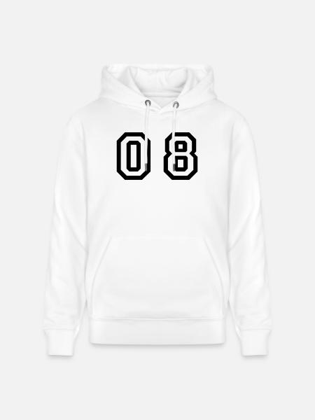 number - 08 - zero eight - Stanley/Stella CRUISER Unisex Organic Hoodie - white