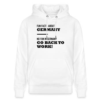 Fun Facts about Germany - No Fun in Germany - Stanley/Stella CRUISER Unisex Organic Hoodie - white - Front - Alina (178cm) & Michal (187cm)