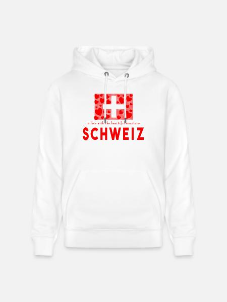 Switzerland Hearts - Stanley/Stella CRUISER Unisex Organic Hoodie - white