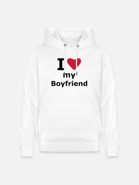 I love my boyfriend - Stanley/Stella CRUISER Unisex Organic Hoodie - white