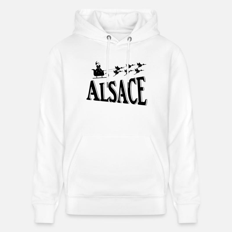 Alsace Cigognes de Noël - Sweat à capuche bio CRUISER Stanley/Stella Unisexe - blanc