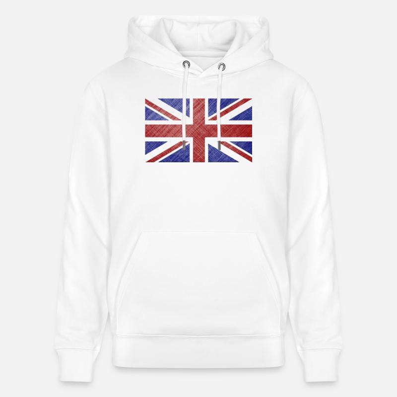 Union Jack grunge Drapeau - Sweat à capuche bio CRUISER Stanley/Stella Unisexe - blanc