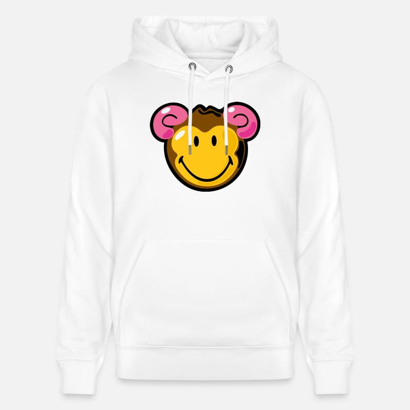 Smiley Monkey - Stanley/Stella CRUISER økologisk unisex-hettegenser - hvit