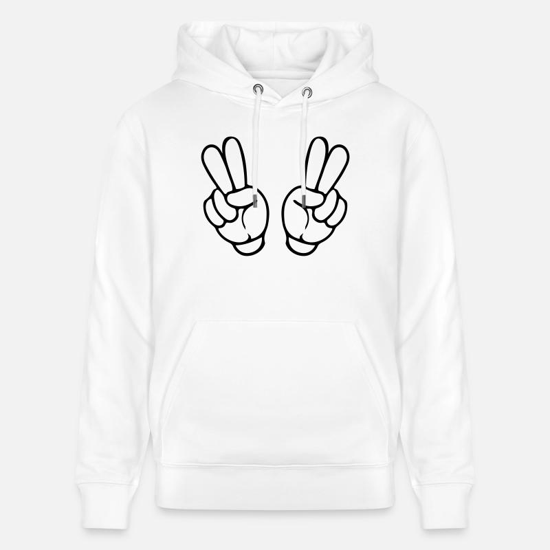hands peace comic - Stanley/Stella Unisex Bio-Hoodie CRUISER  - Weiß