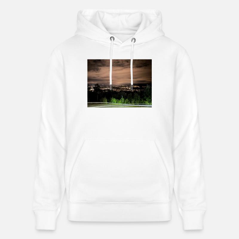 Oslo la nuit - Sweat à capuche bio CRUISER Stanley/Stella Unisexe - blanc