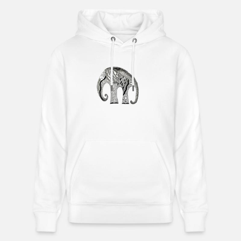 Zentangle éléphant - Sweat à capuche bio CRUISER Stanley/Stella Unisexe - blanc