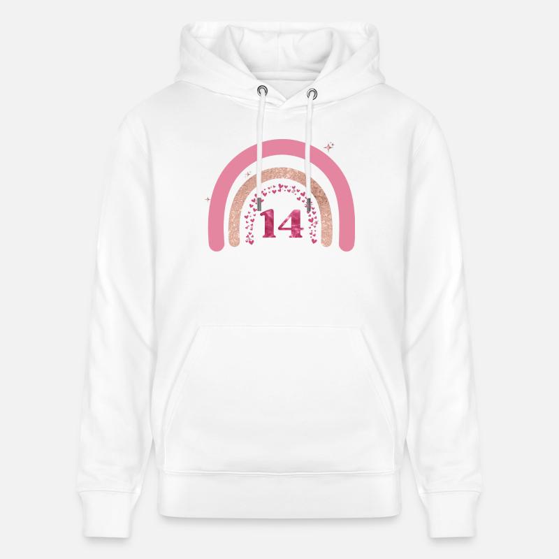 14e anniversaire rainbow rose - Sweat à capuche bio CRUISER Stanley/Stella Unisexe - blanc