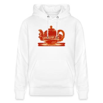 Rote Teekanne Teezeit - Stanley/Stella Unisex Bio-Hoodie CRUISER  - Weiß - Vorne - Alina (178cm) & Michal (187cm)