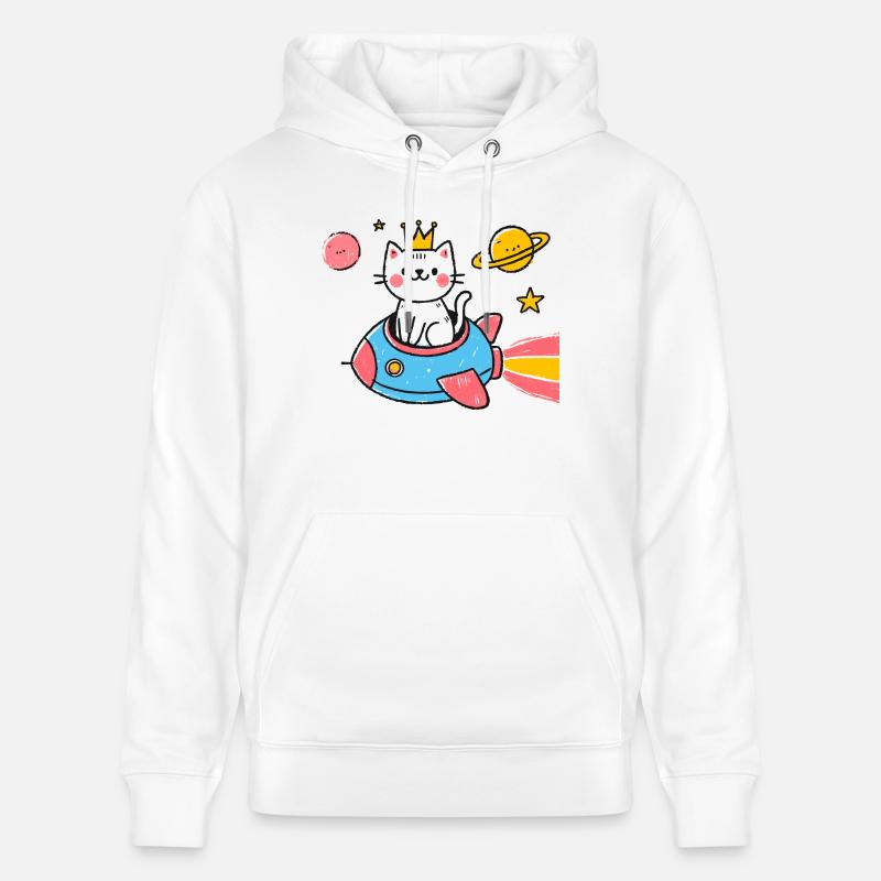 Chat dans l’espace - Sweat à capuche bio CRUISER Stanley/Stella Unisexe - blanc