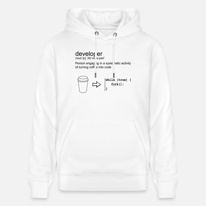 Developer & coffee - Sweat à capuche bio CRUISER Stanley/Stella Unisexe - blanc