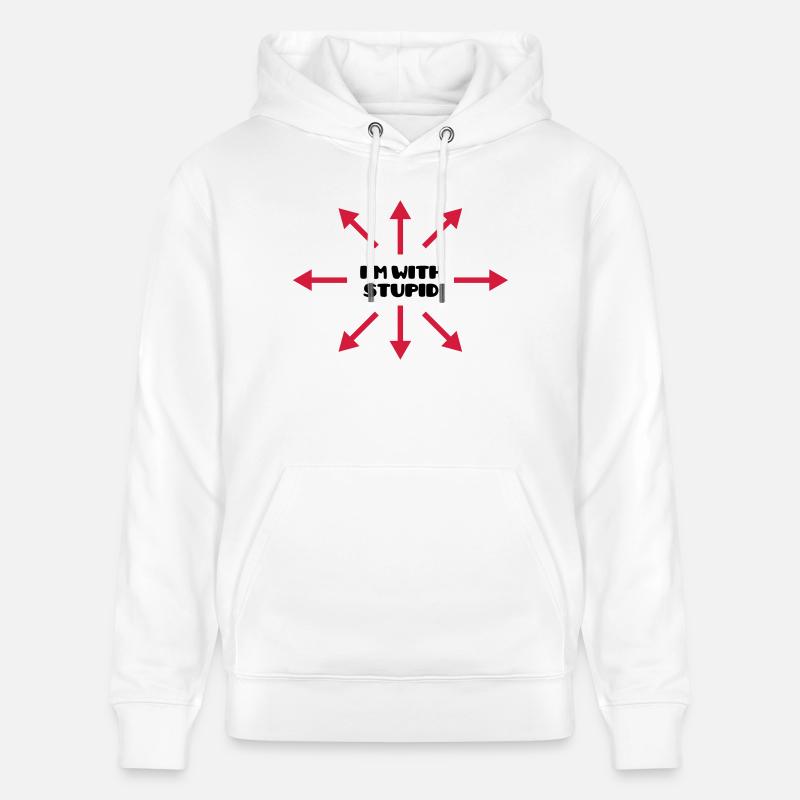 I'm with stupid :) (V) - Sweat à capuche bio CRUISER Stanley/Stella Unisexe - blanc
