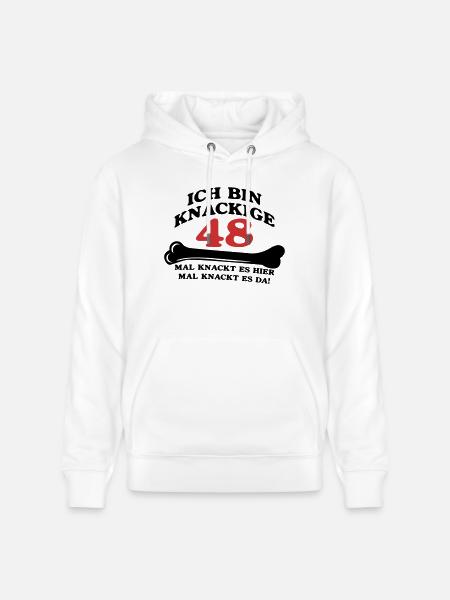 Birthday - I'm 48 Crunchy - Stanley/Stella CRUISER Unisex Organic Hoodie - white