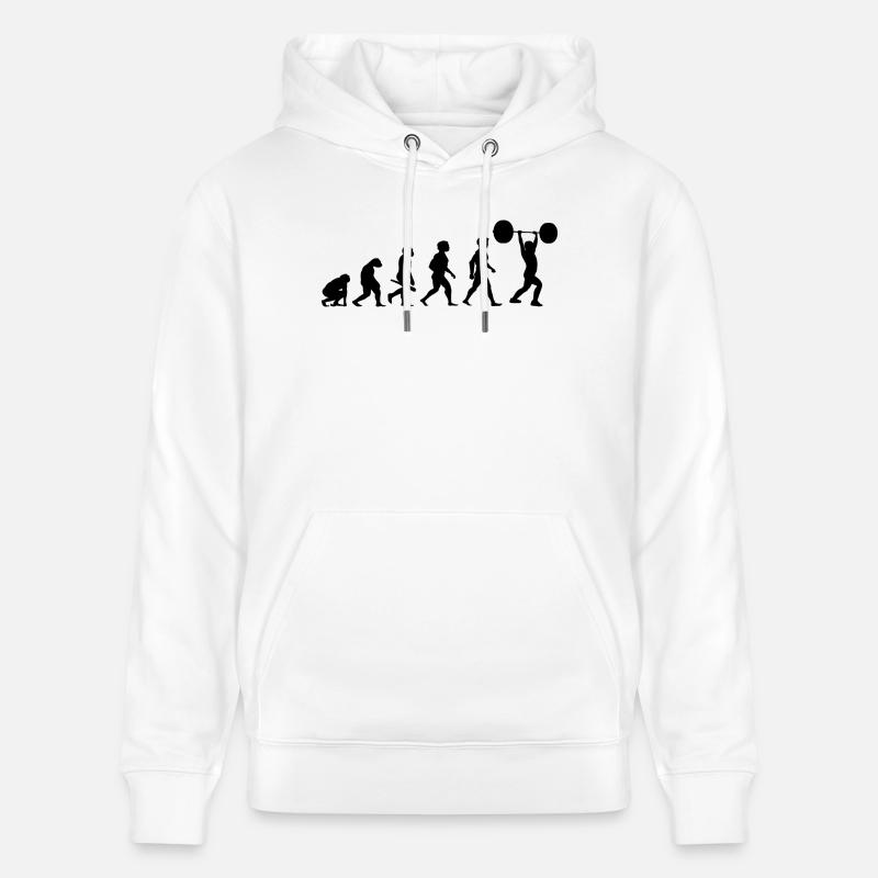 Évolution Bodybuilding d'haltérophilie d'haltérophilie - Sweat à capuche bio CRUISER Stanley/Stella Unisexe - blanc