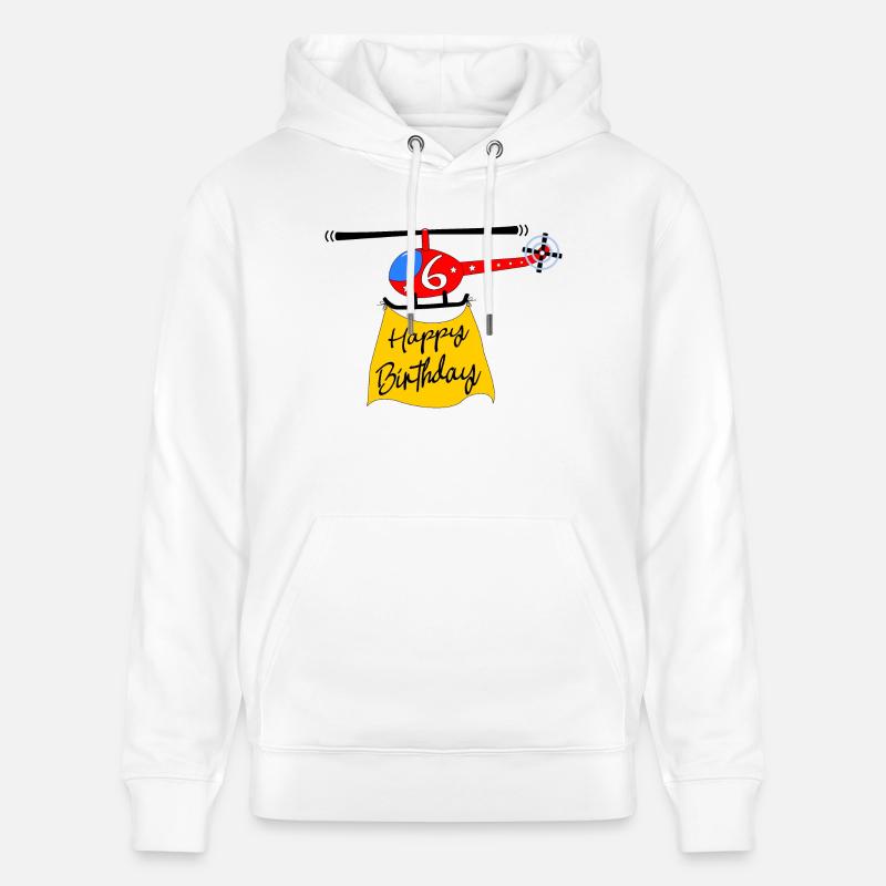 Hélicoptère Joyeux anniversaire 6 - Sweat à capuche bio CRUISER Stanley/Stella Unisexe - blanc