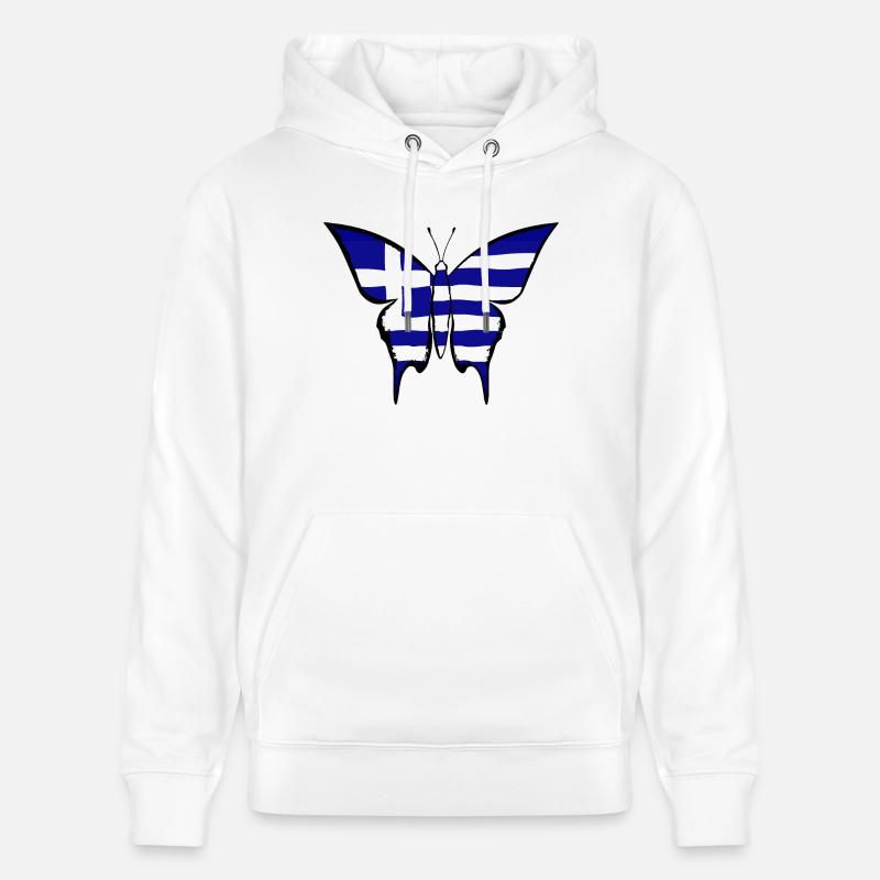 Drapeau de la Grèce papillon - Sweat à capuche bio CRUISER Stanley/Stella Unisexe - blanc