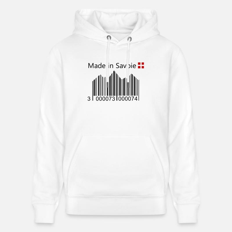 MadeInSavoieBarCodeBlack1 - Sweat à capuche bio CRUISER Stanley/Stella Unisexe - blanc