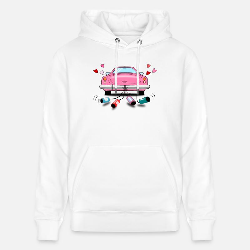 Mariage Voiture Rose Mariage - Sweat à capuche bio CRUISER Stanley/Stella Unisexe - blanc
