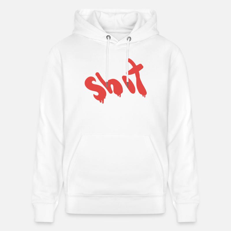 Texte de merde en rouge - Sweat à capuche bio CRUISER Stanley/Stella Unisexe - blanc