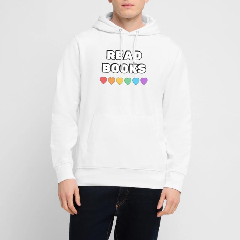Read Books Rainbow Hearts Stanley/Stella CRUISER Unisex Organic Hoodie