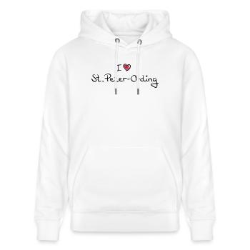 i_love_st_peter_ording__f2 - Stanley/Stella Unisex Bio-Hoodie CRUISER  - Weiß - Vorne - Alina (178cm) & Michal (187cm)