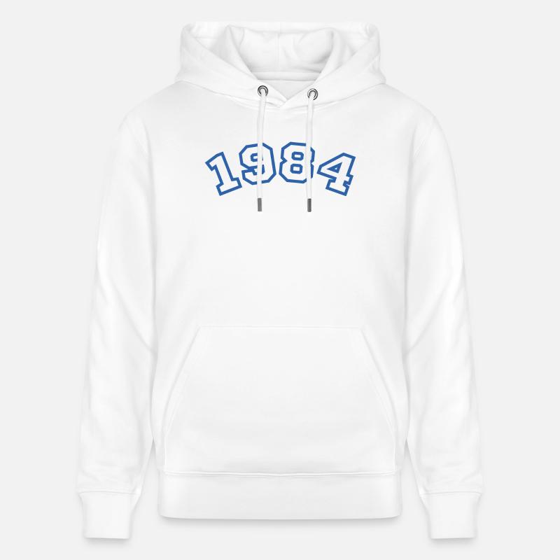 1984 bleu sport - Sweat à capuche bio CRUISER Stanley/Stella Unisexe - blanc