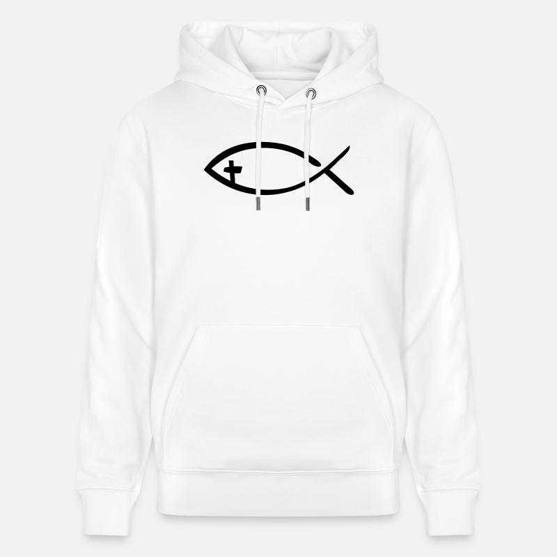 Jésus Poisson - Sweat à capuche bio CRUISER Stanley/Stella Unisexe - blanc