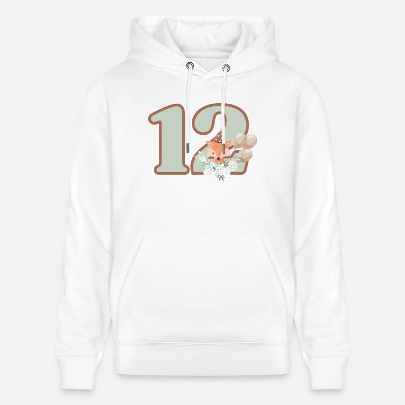12e anniversaire renard fleurs - Sweat à capuche bio CRUISER Stanley/Stella Unisexe - blanc