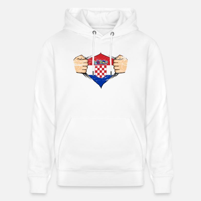 Drapeau de la Croatie utilisé - Sweat à capuche bio CRUISER Stanley/Stella Unisexe - blanc
