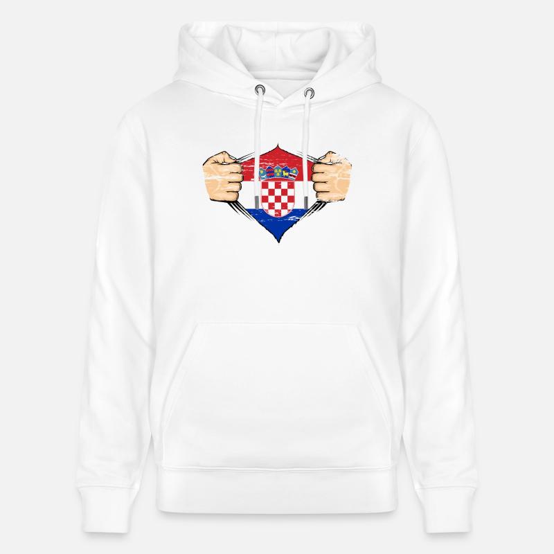 Drapeau de la Croatie utilisé - Sweat à capuche bio CRUISER Stanley/Stella Unisexe - blanc