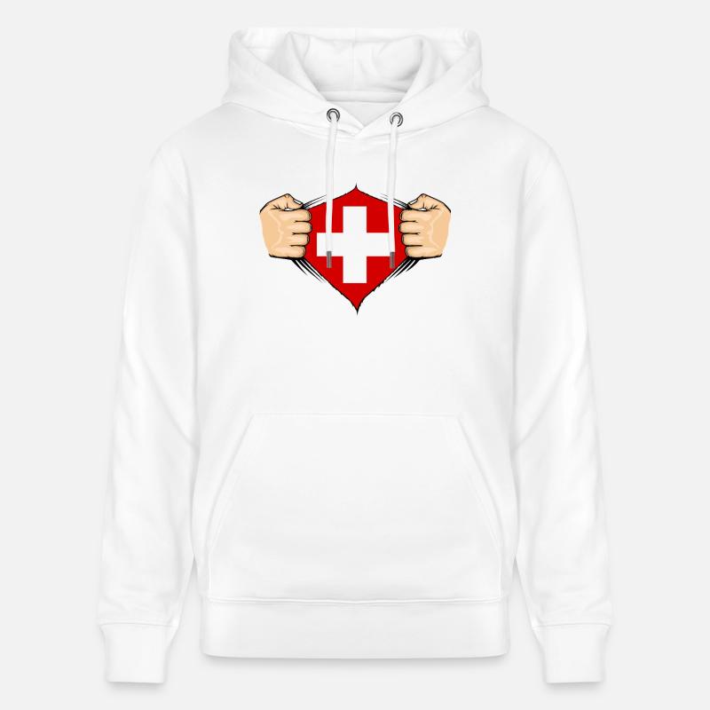 Conception du drapeau suisse - Sweat à capuche bio CRUISER Stanley/Stella Unisexe - blanc