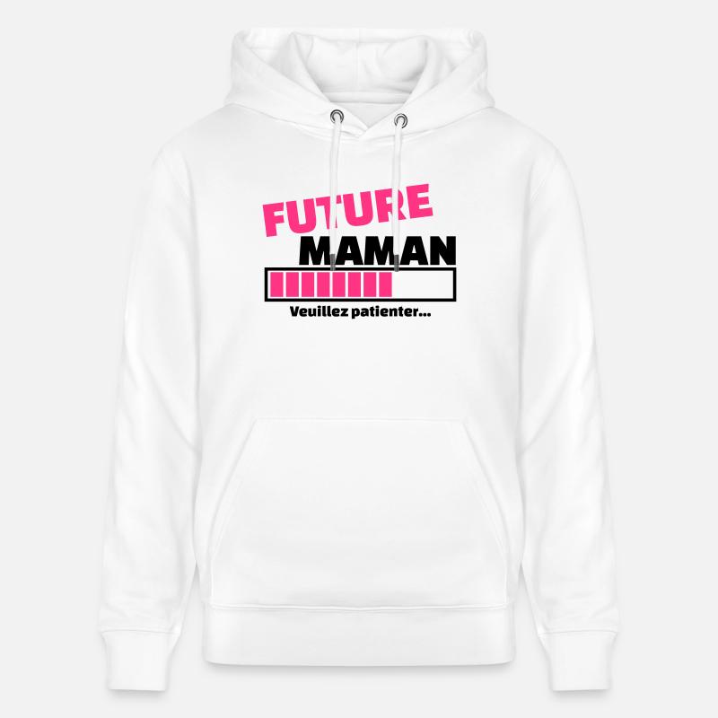 future maman veuillez patienter - Sweat à capuche bio CRUISER Stanley/Stella Unisexe - blanc