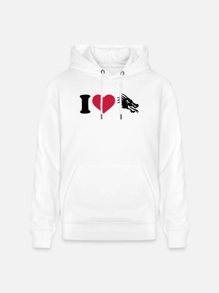 I love dragons - Stanley/Stella CRUISER Unisex Organic Hoodie - white