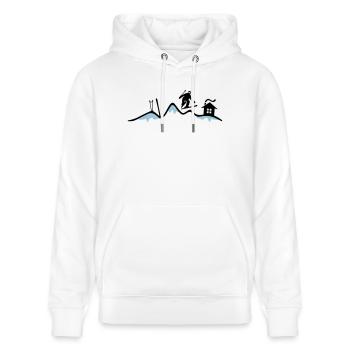 Winter - Skifahrern Berge - Stanley/Stella Unisex Bio-Hoodie CRUISER  - Weiß - Vorne - Alina (178cm) & Michal (187cm)