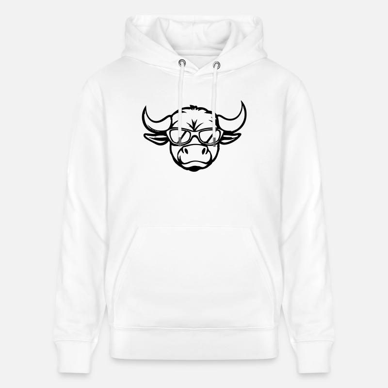 Visage de bande dessinée Taureau - Sweat à capuche bio CRUISER Stanley/Stella Unisexe - blanc