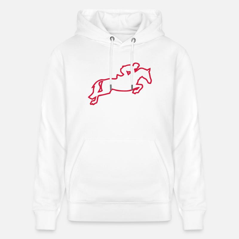 saut obstacle cheval monte trace2 - Sweat à capuche bio CRUISER Stanley/Stella Unisexe - blanc