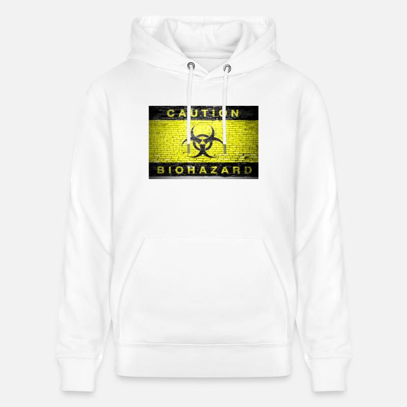 Attention Biohazard brique mur affiche - Sweat à capuche bio CRUISER Stanley/Stella Unisexe - blanc