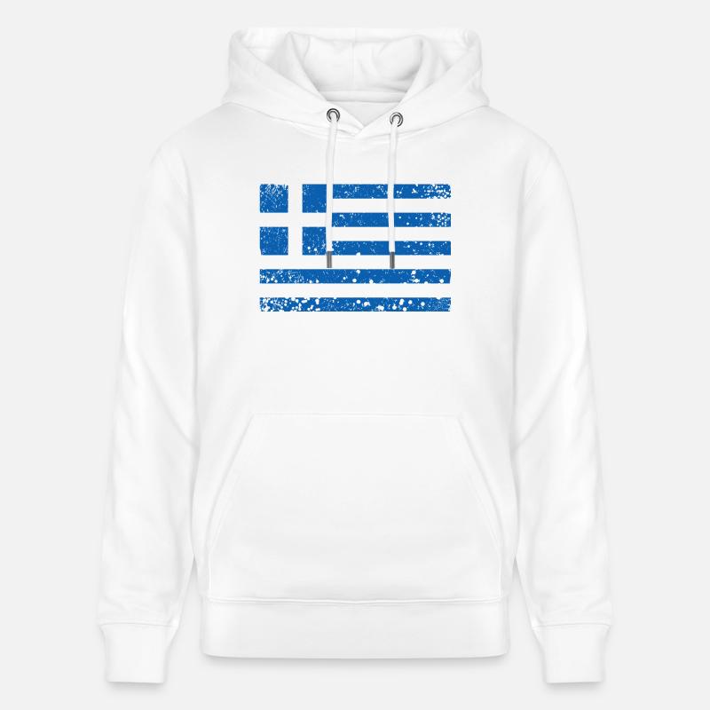 Drapeau grec / Drapeau grec - Sweat à capuche bio CRUISER Stanley/Stella Unisexe - blanc