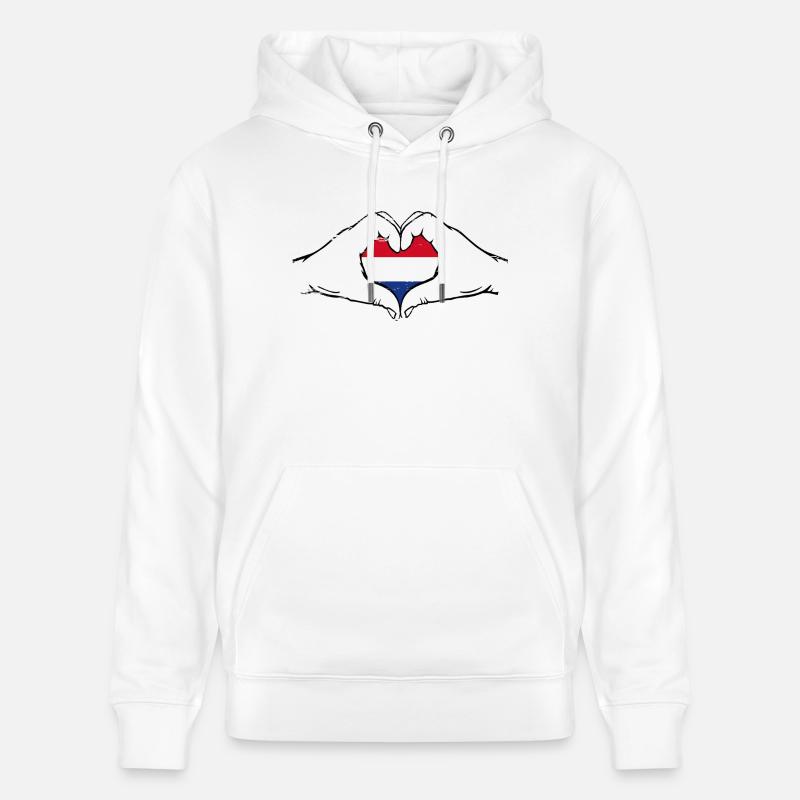 Drapeau hollandais coeur utilisé - Sweat à capuche bio CRUISER Stanley/Stella Unisexe - blanc